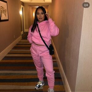 Pink tracksuit sweat suit joggers